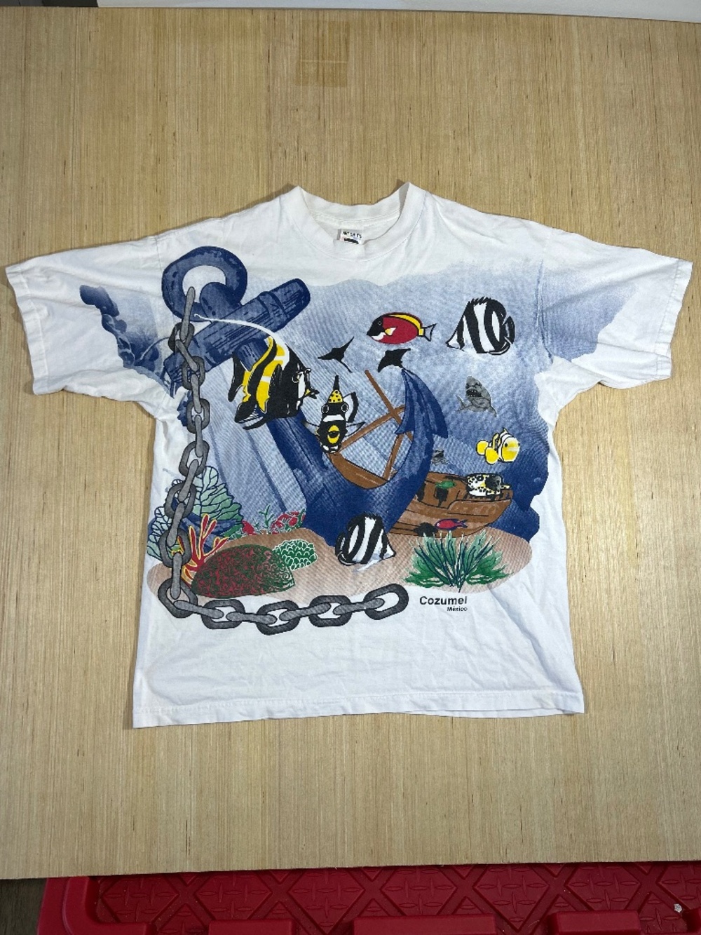 Vintage 90s Cozumel Mexico AOP white T-shirt Size XL Men’s